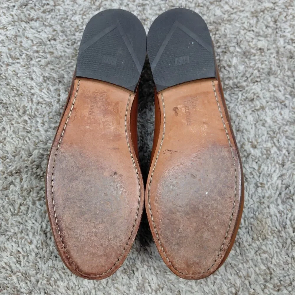 Allen Edmonds Woodstock Loafers Mens 8.5 D Brown Leather Kilted Braided Bow